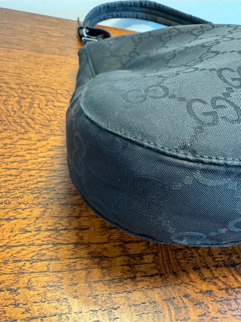 Gucci Black GG Monogram Shoulder Bag w/COA